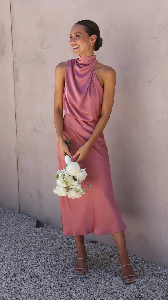 Formal Evening Dress Women Elegant Midi Fit Chic Style
