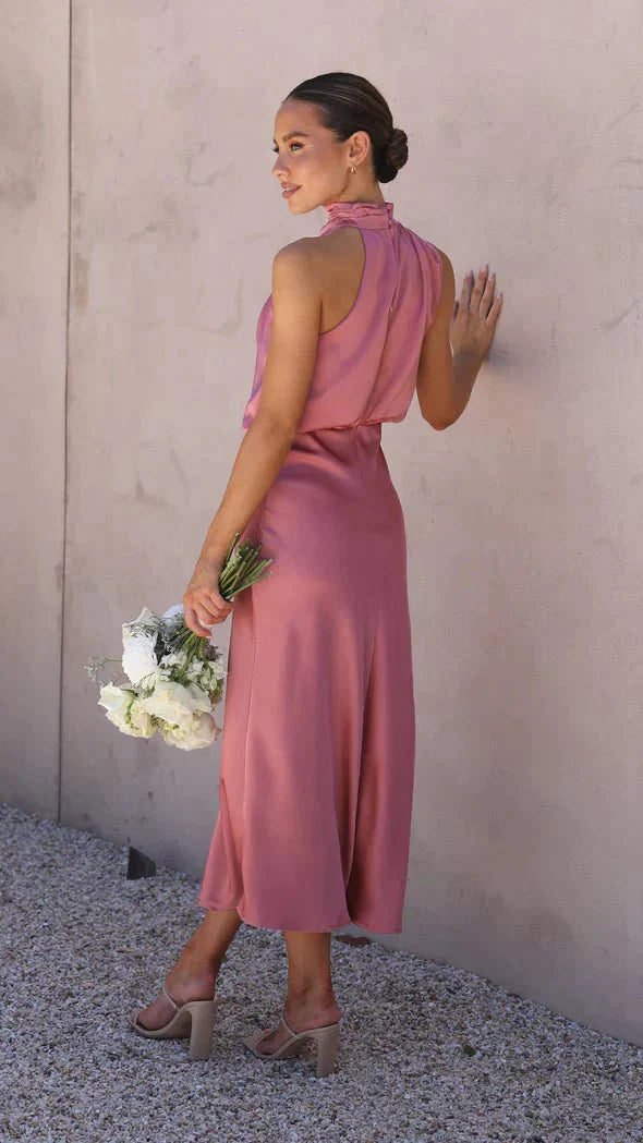 Formal Evening Dress Women Elegant Midi Fit Chic Style