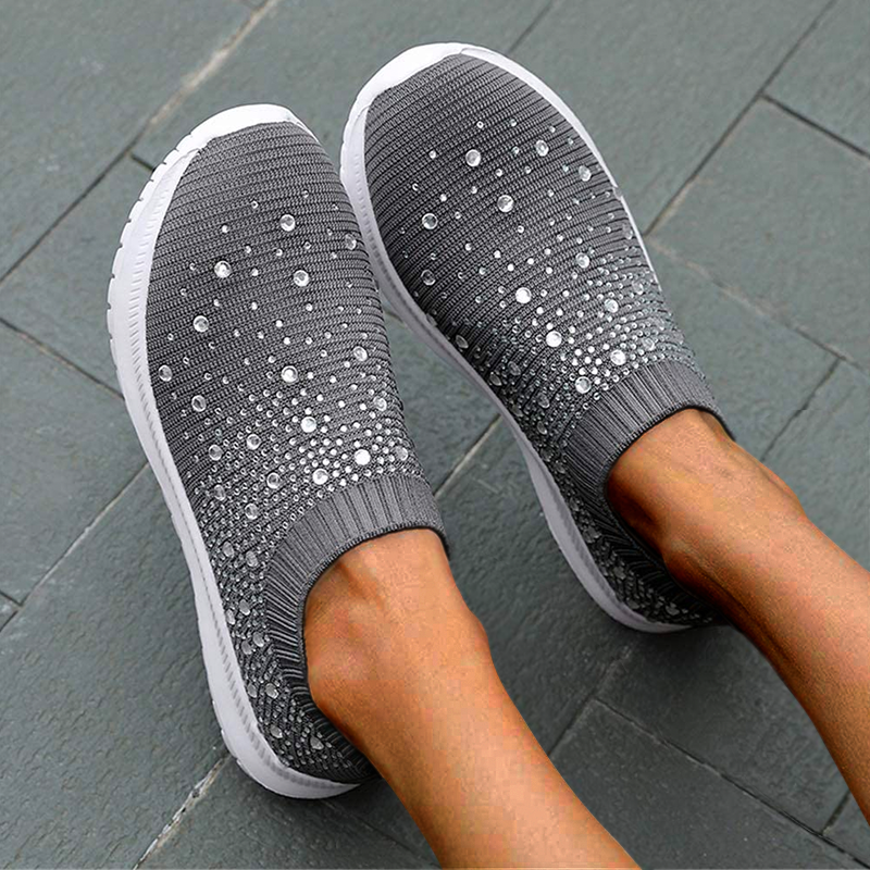 Nanccy Women’s Crystal Breathable Orthopedic Slip-On Walking Shoes