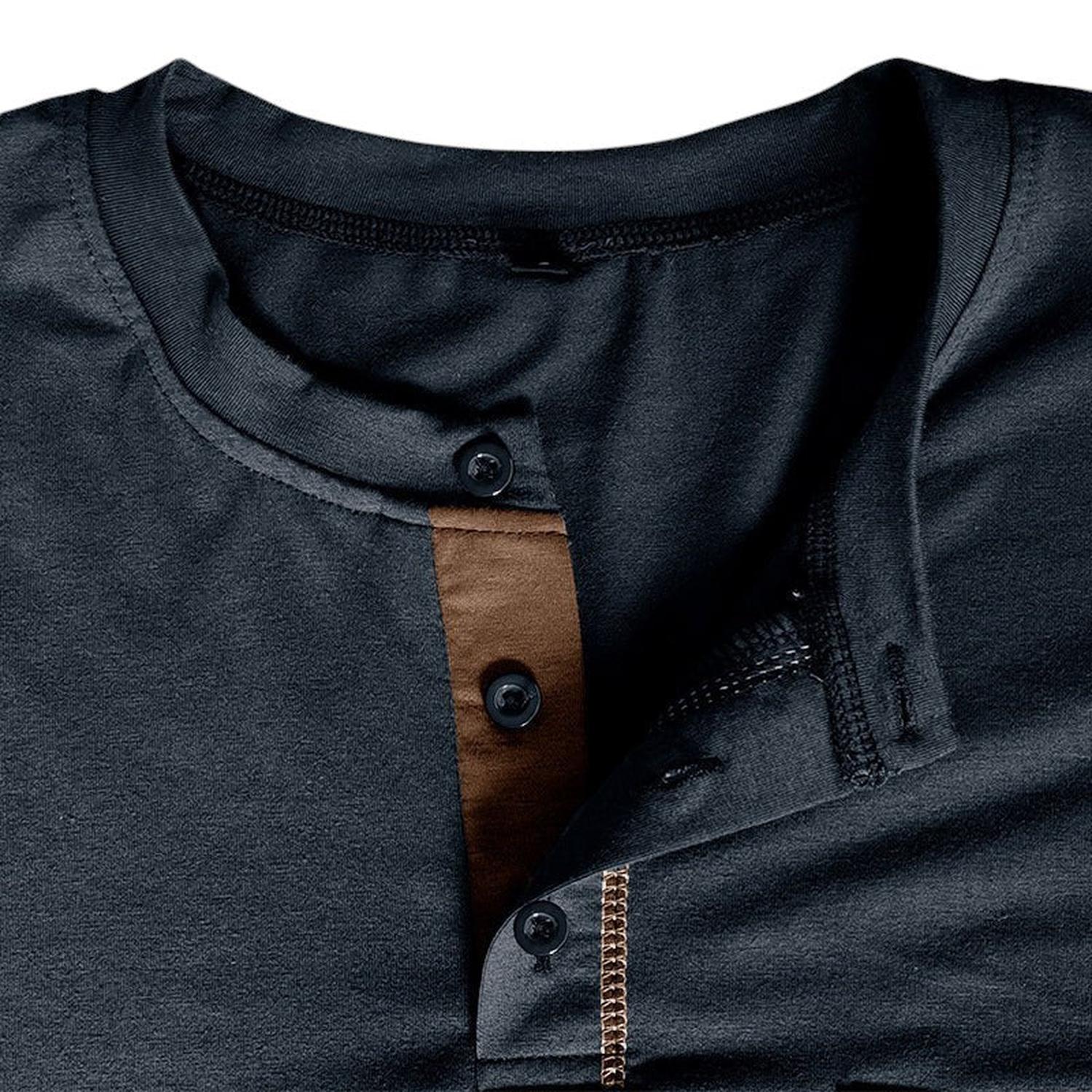 Henley Shirt Men Long Sleeve Buttoned Placket Casual Fit