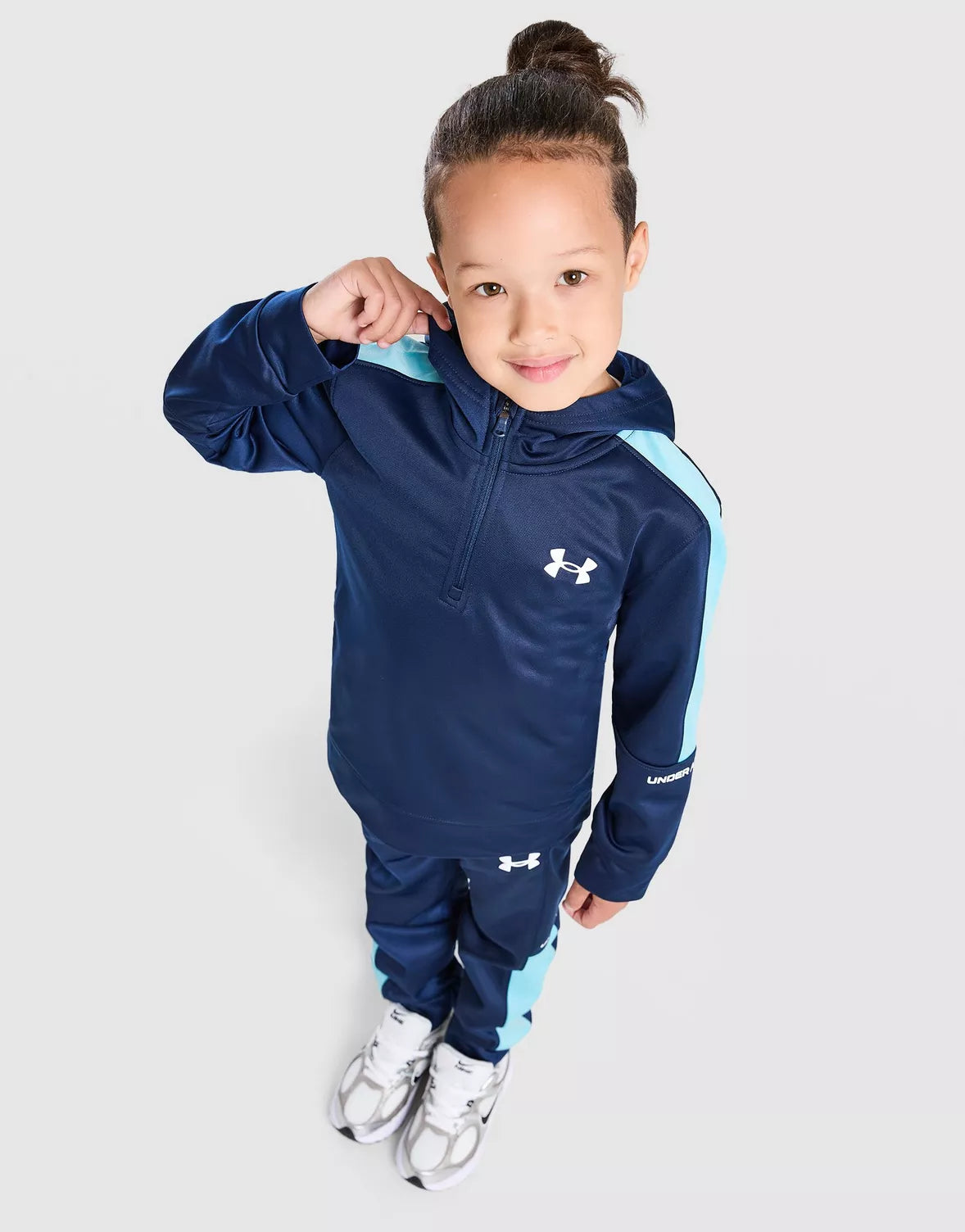 Survêtement en poly avec empiècements colorés et fermeture 1/4 zip pour enfants