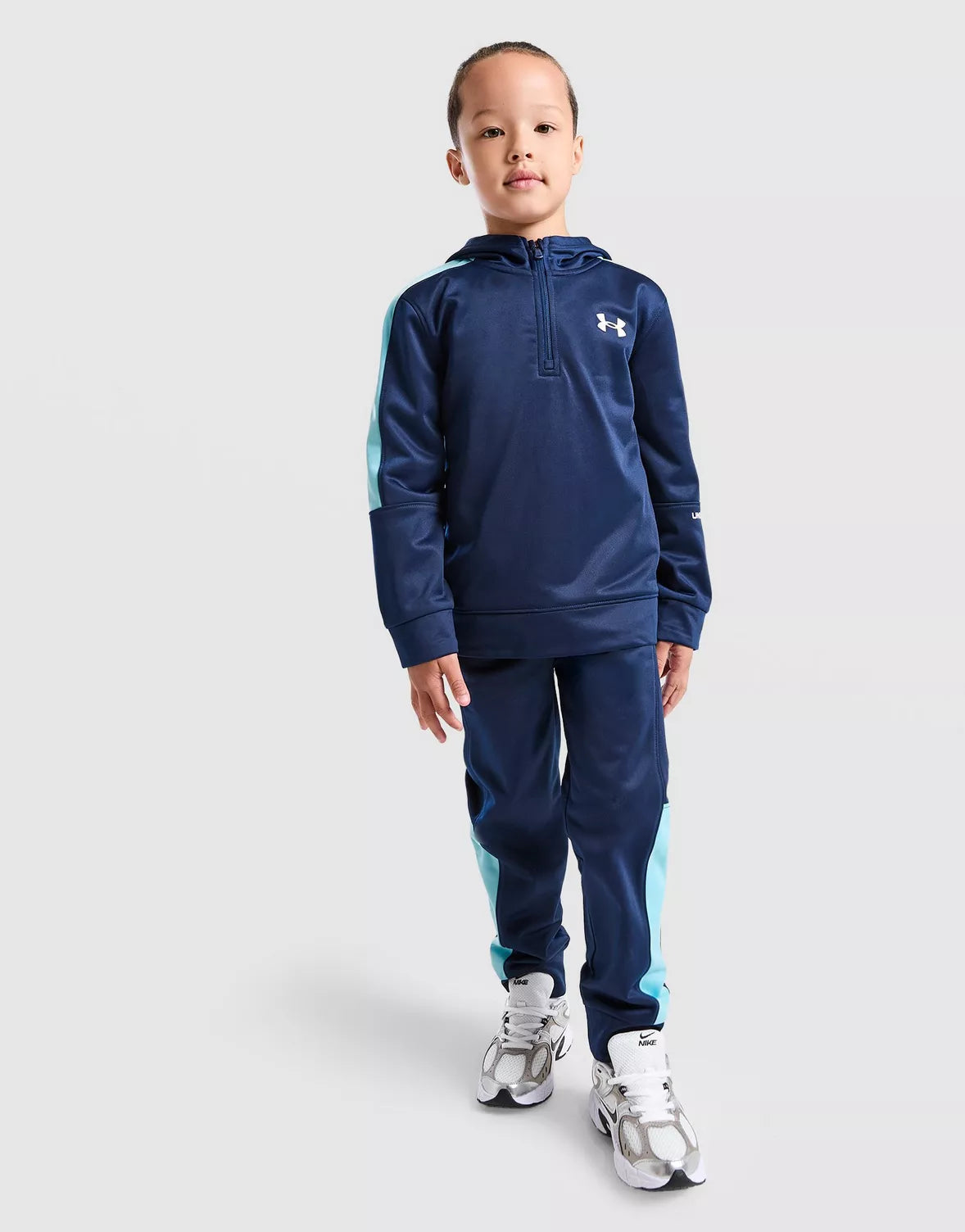 Survêtement en poly avec empiècements colorés et fermeture 1/4 zip pour enfants