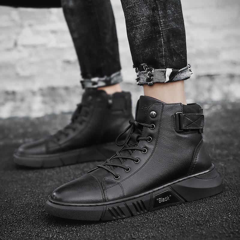Handmade cowhide orthopedic boots, all black