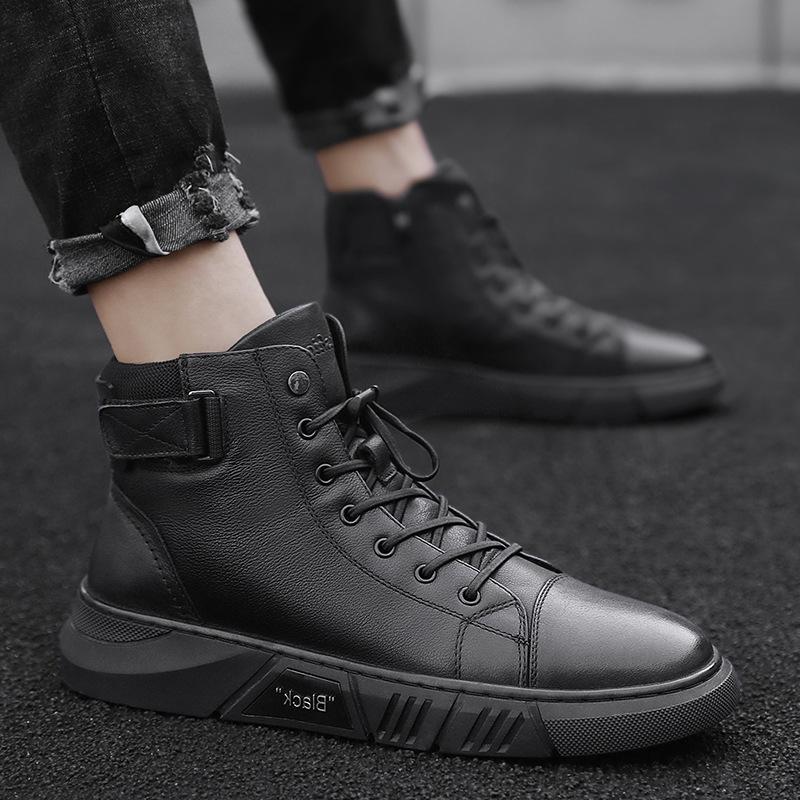 Handmade cowhide orthopedic boots, all black