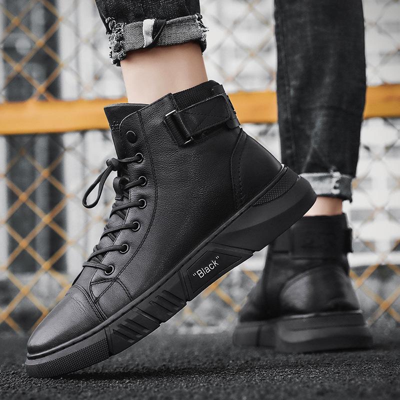 Handmade cowhide orthopedic boots, all black