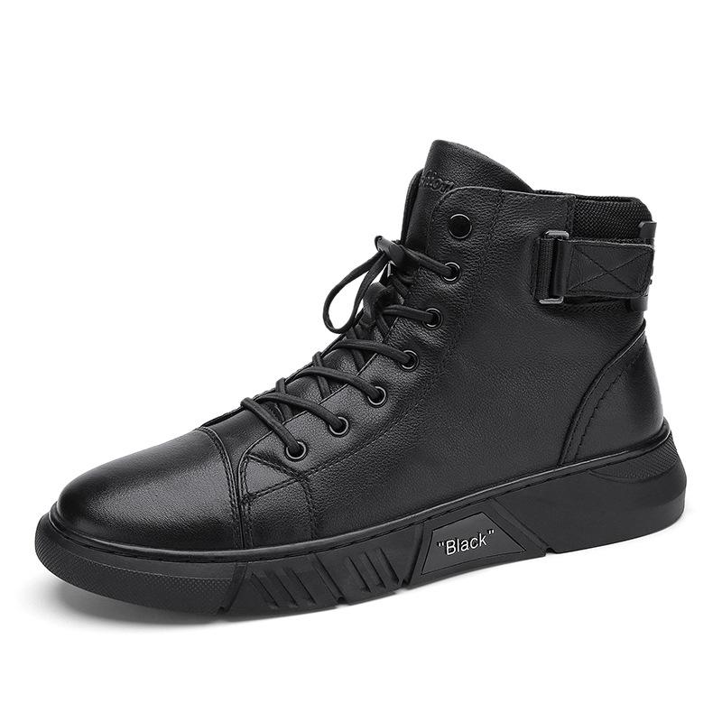 Handmade cowhide orthopedic boots, all black