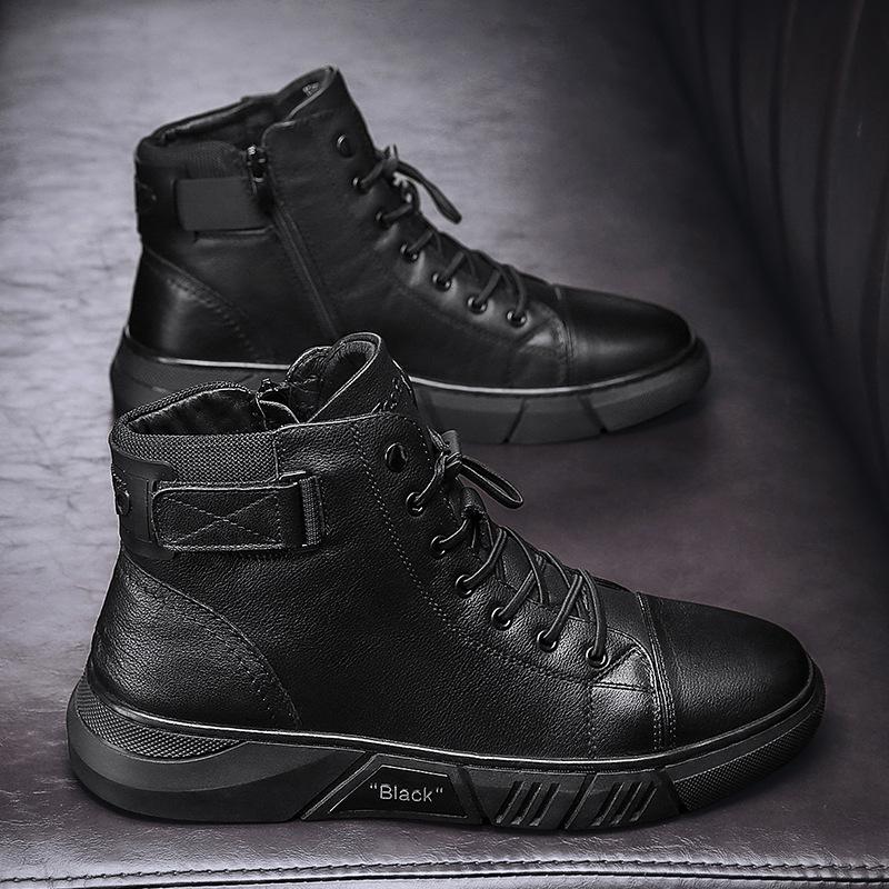 Handmade cowhide orthopedic boots, all black