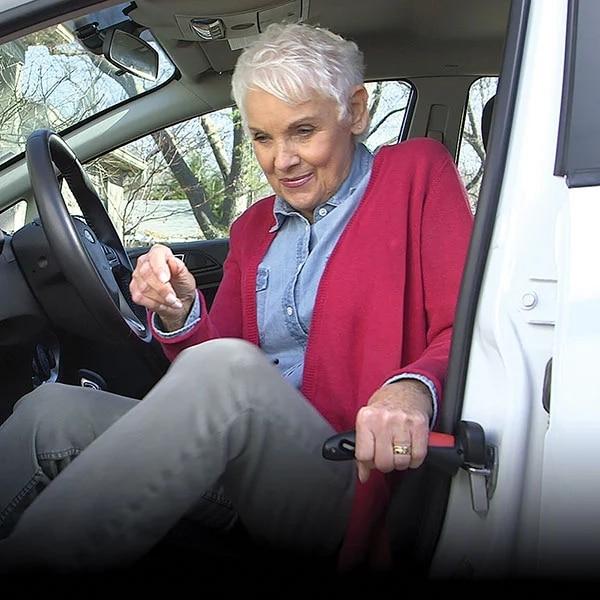Cane support handle for car
