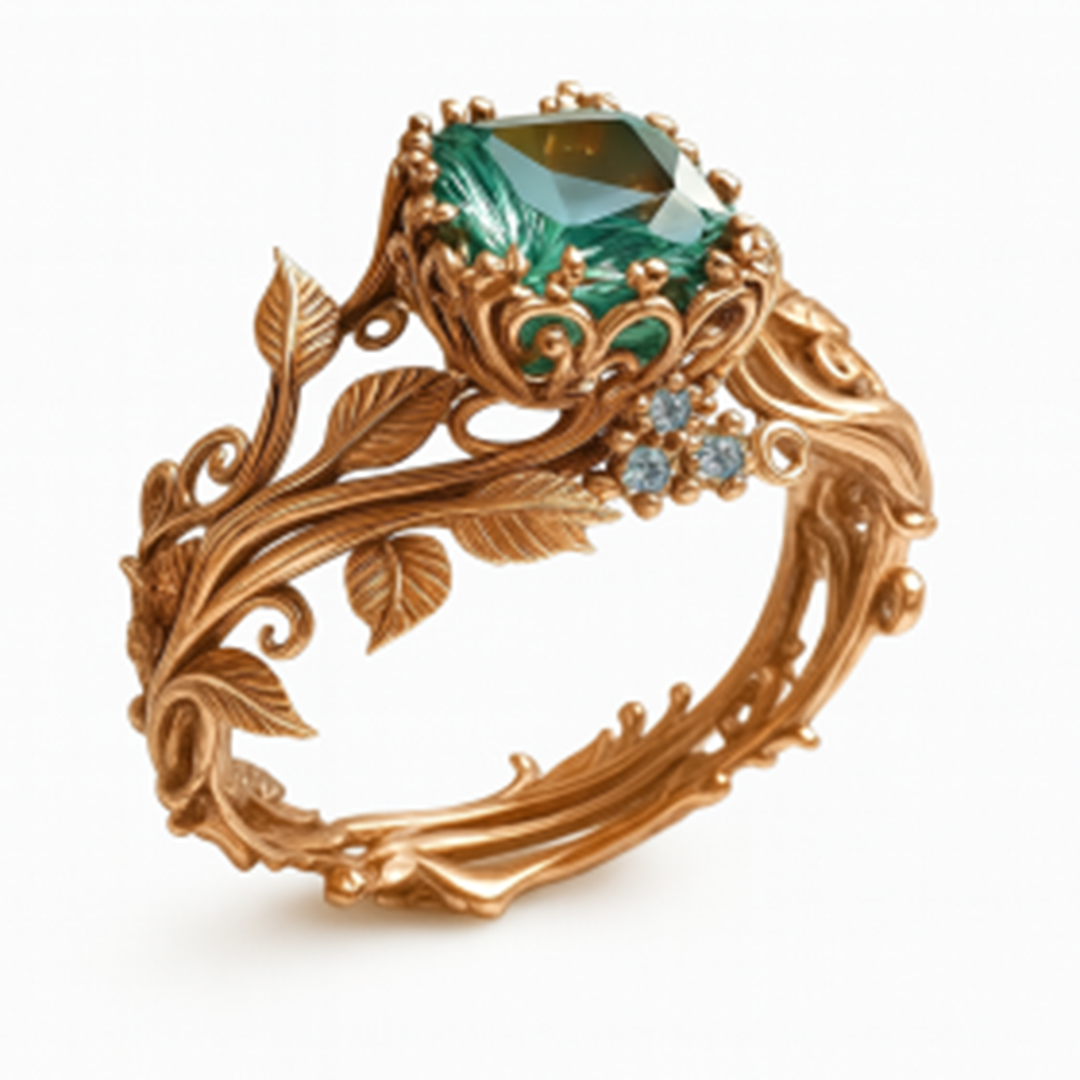 Lara Green Bague en cristal vert nature