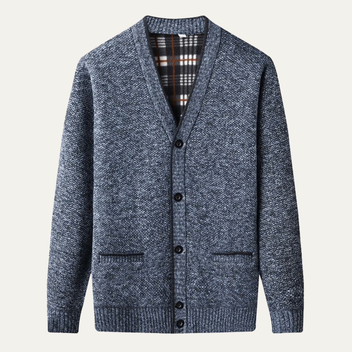 Men's Cardigan — V-Neck Button Front Regular Fit Knit Design