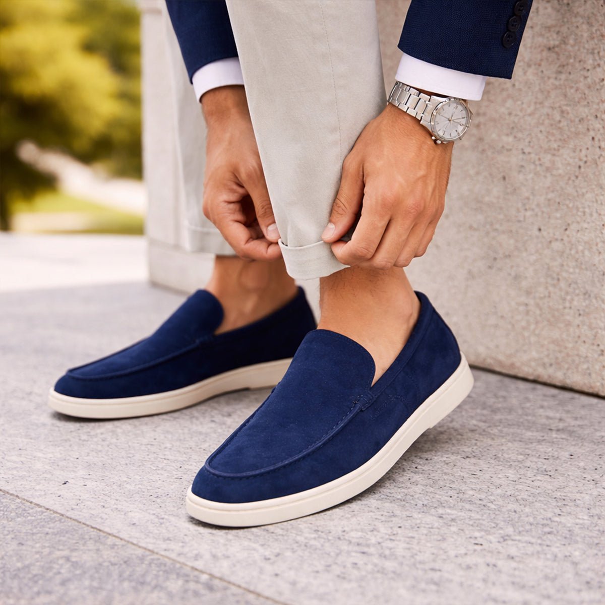 Men's Casual Slip-On Loafers — Rubber Sole Comfort