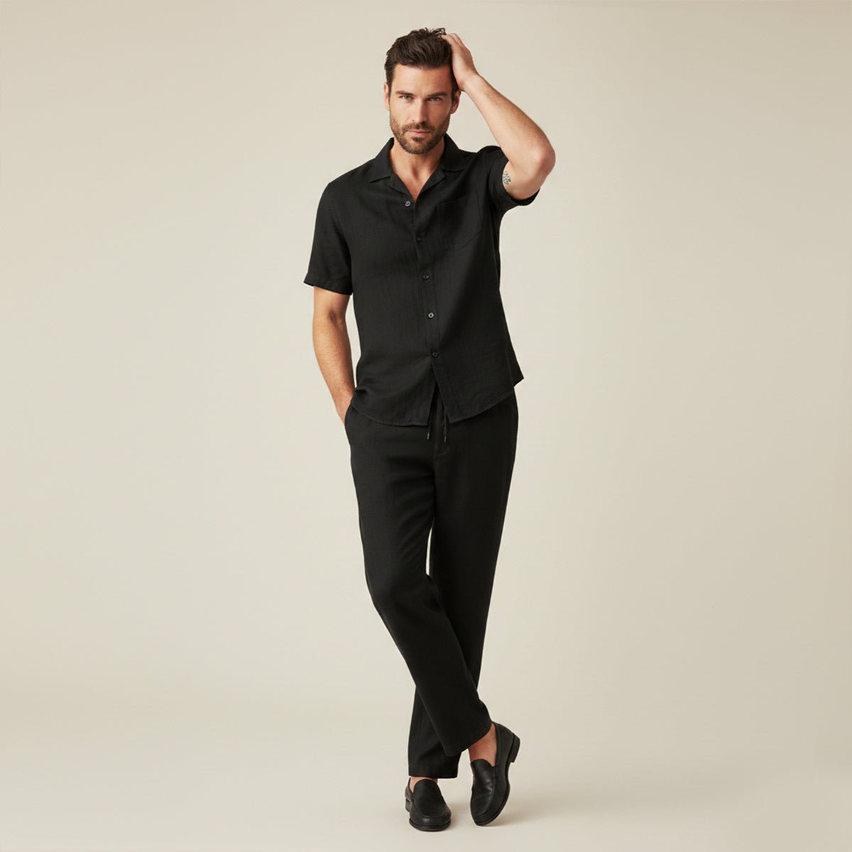 Men's Clothing Set — Loose Fit Two-Piece Full Length Trousers