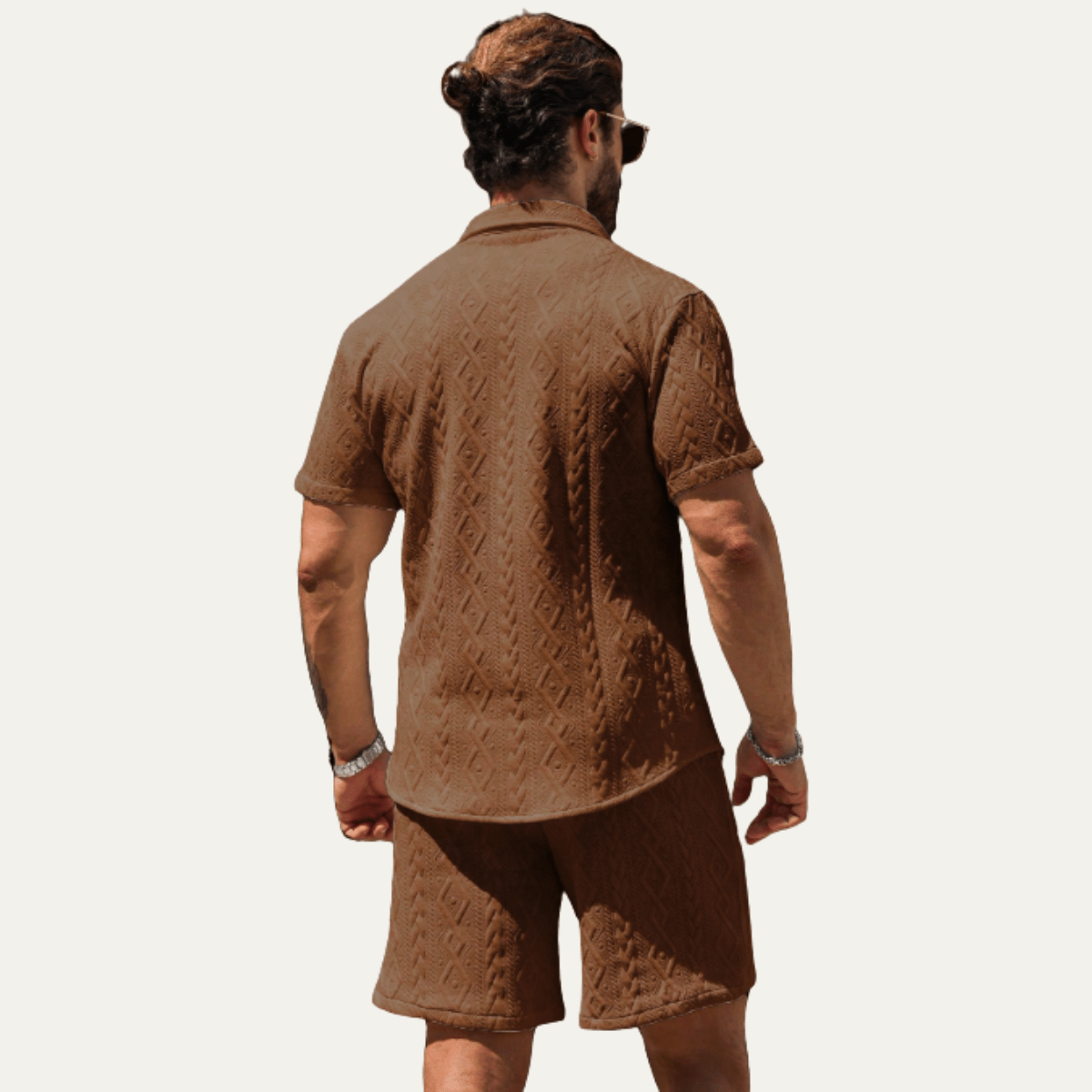 Men's Co-Ord Set — Knitted Shirt Relaxed Fit Matching Shorts