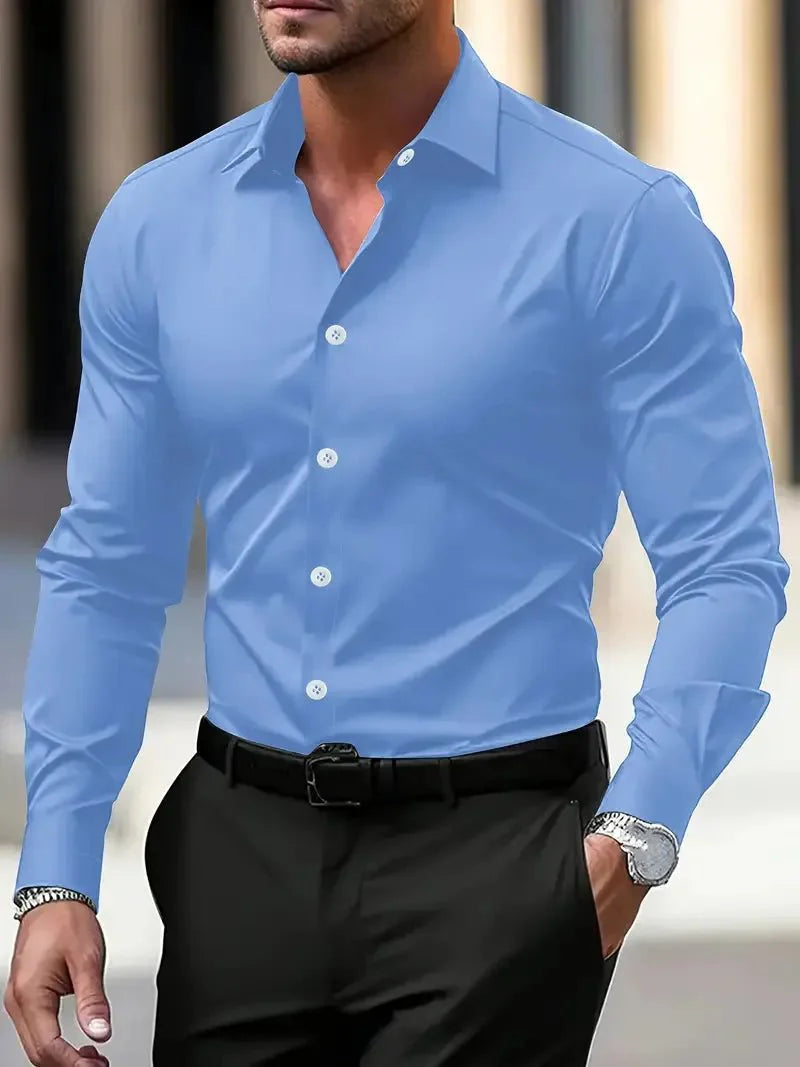 Men's Formal Shirt — Slim Fit Button Cuffs Structured Collar