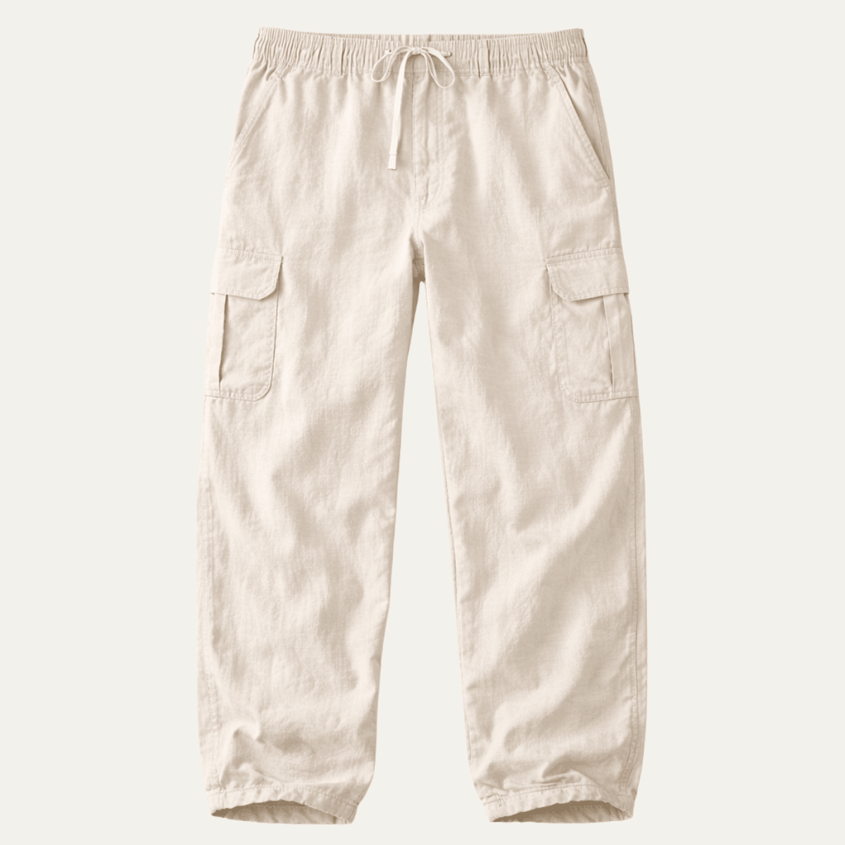 Men's Linen Cargo Trousers - Wide Fit Multi Pocket Design