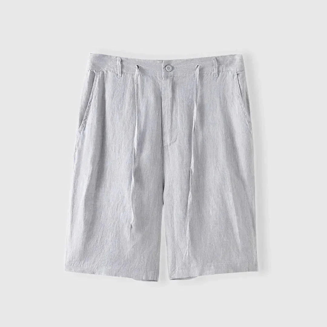 Men's Linen Shorts - Relaxed Fit Drawstring Waist Button Closure