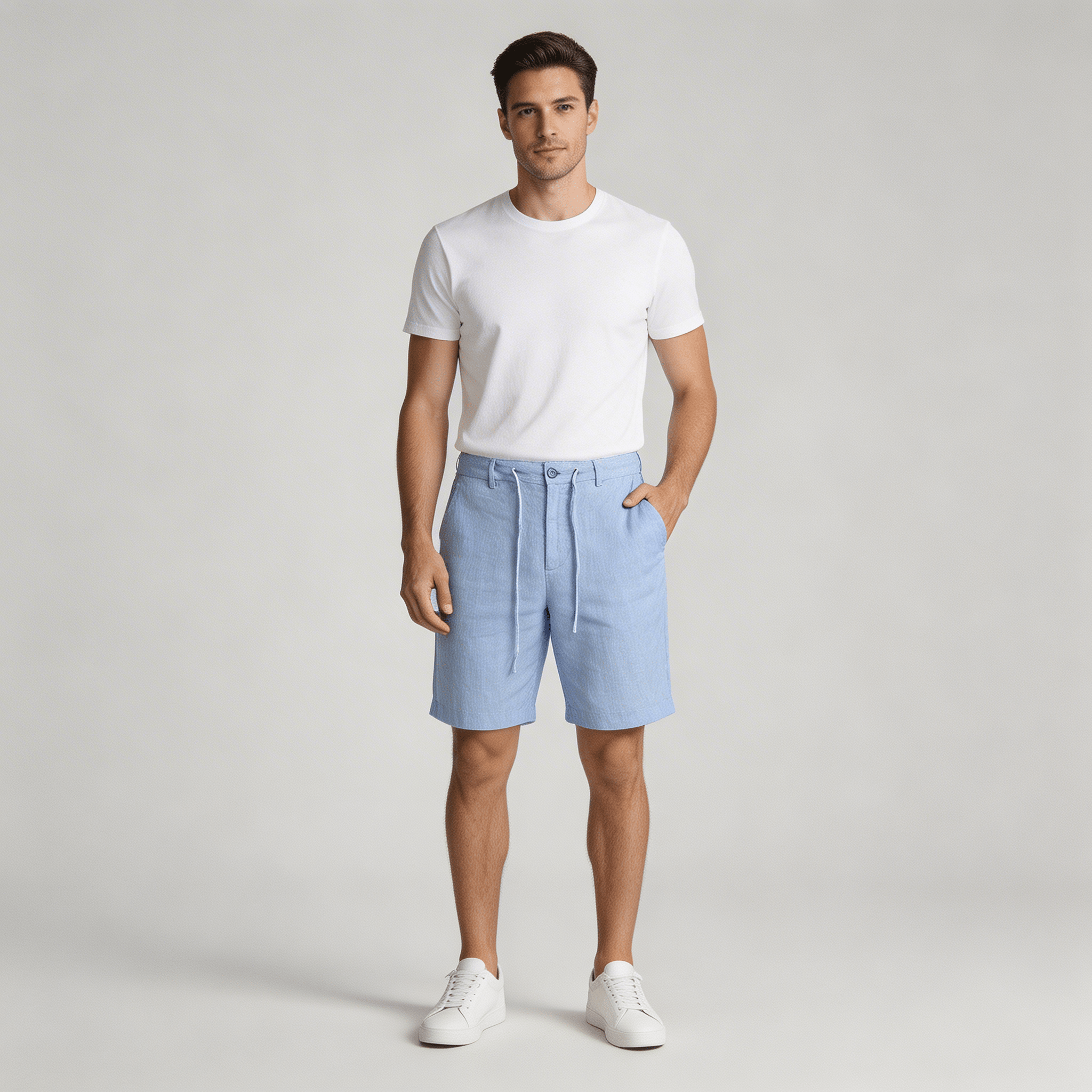 Men's Linen Shorts - Relaxed Fit Drawstring Waist Button Closure