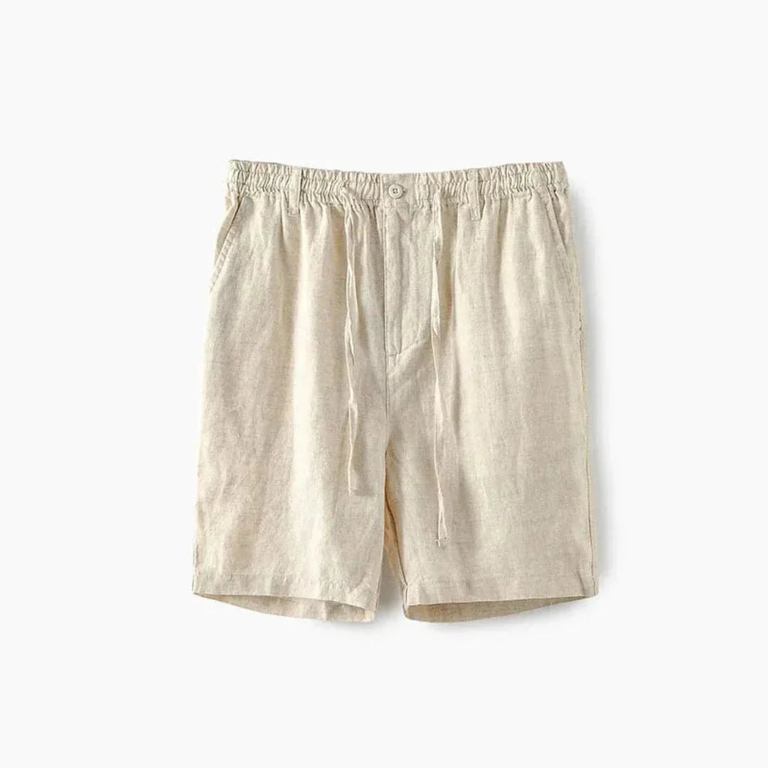 Men's Linen Shorts - Relaxed Fit Elasticated Drawstring Waistband