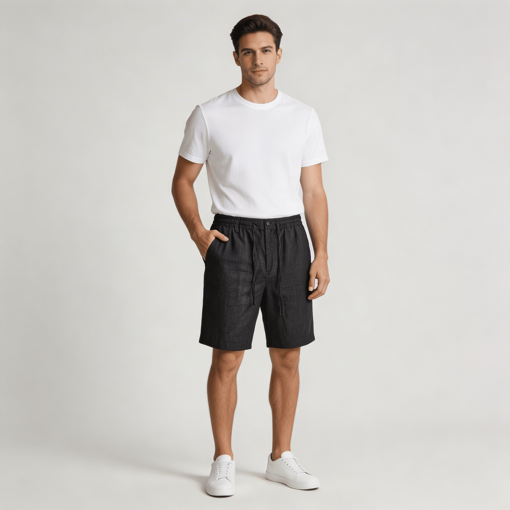 Men's Linen Shorts - Relaxed Fit Elasticated Drawstring Waistband