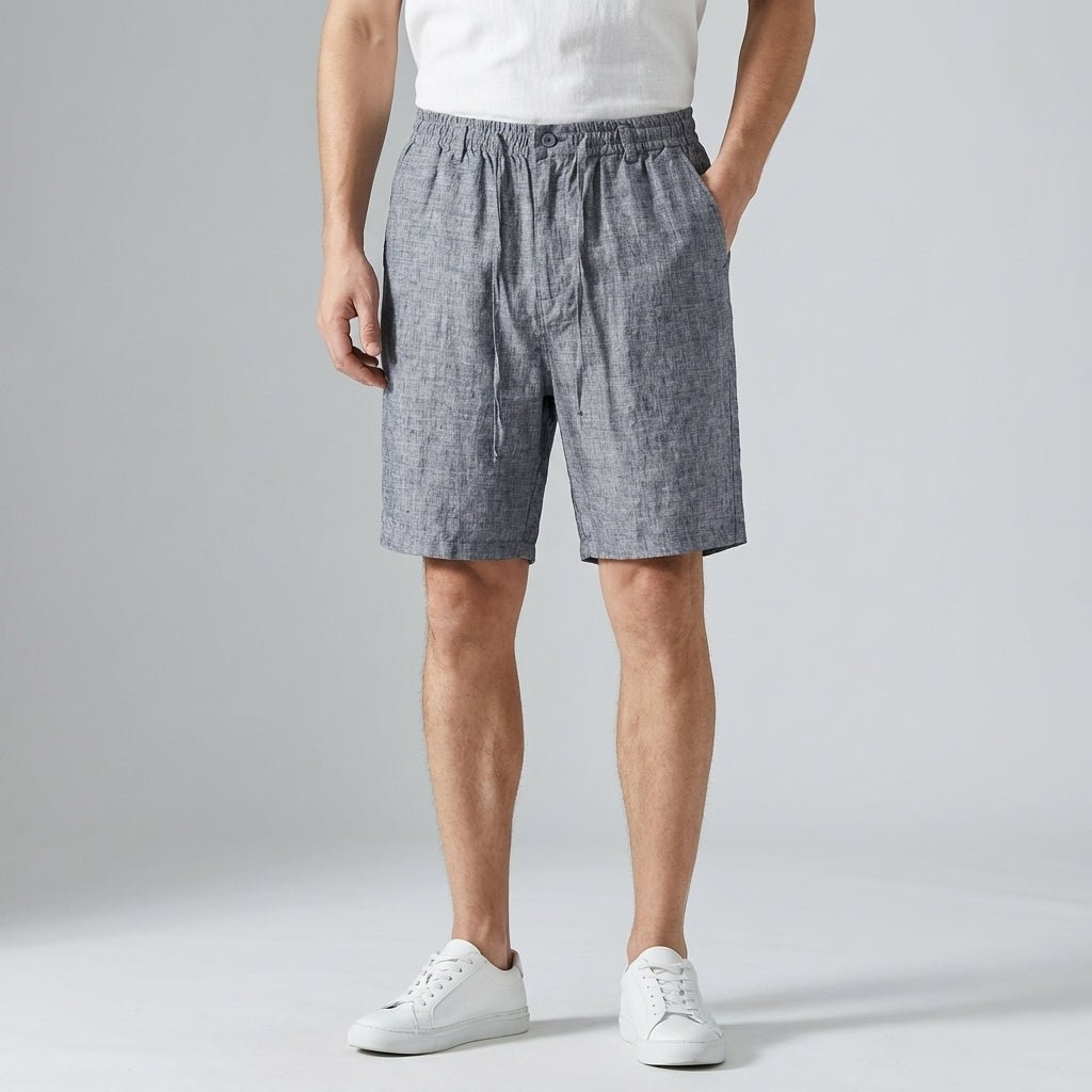Men's Linen Shorts - Relaxed Fit Elasticated Drawstring Waistband