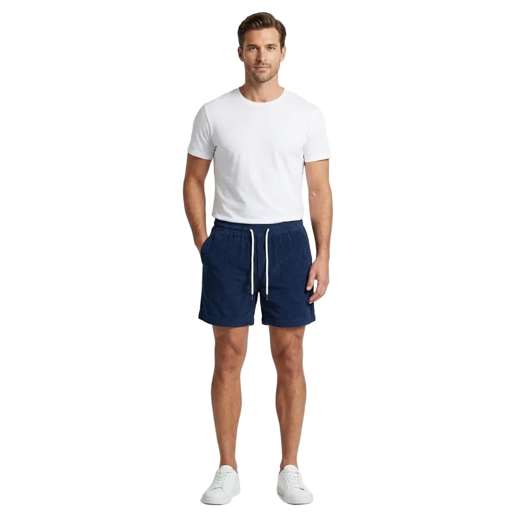 Men's Linen Shorts - Relaxed Fit Mid Length Elastic Waistband
