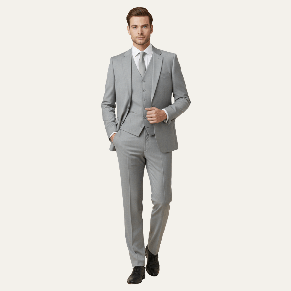 Men's Linen Suit Set -Slim Fit Three-Piece Front Closure