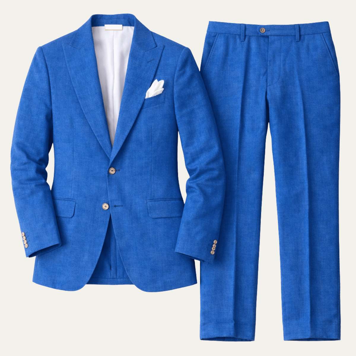 Men's Linen Suit - Tailored Fit Textured Jacket & Trousers