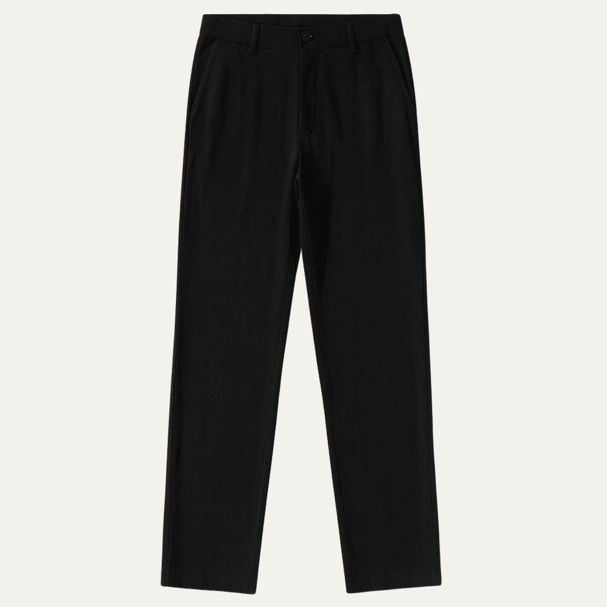 Men's Linen Trousers - Relaxed Fit Straight Leg Button & Zip Closure