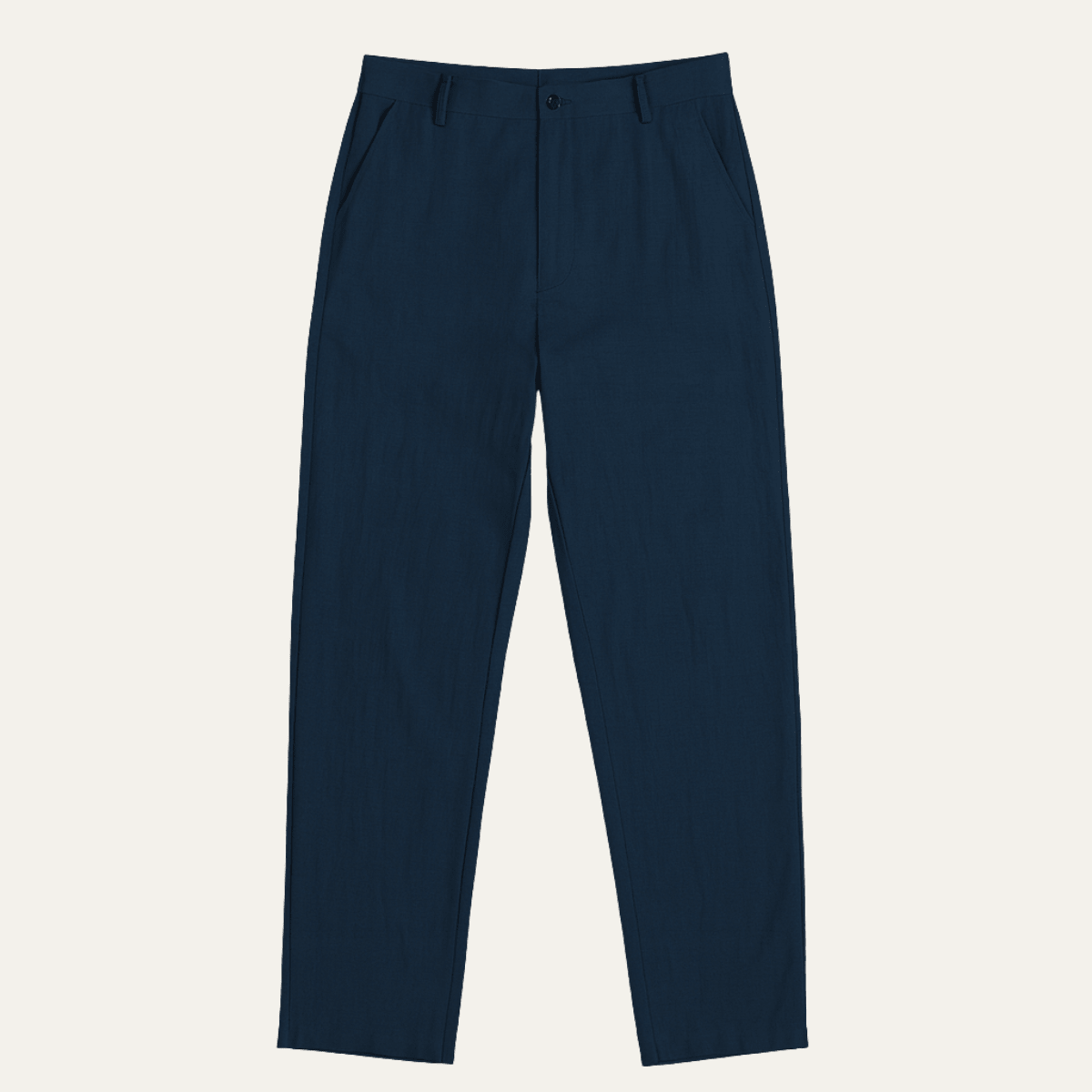 Men's Linen Trousers - Relaxed Fit Straight Leg Button & Zip Closure