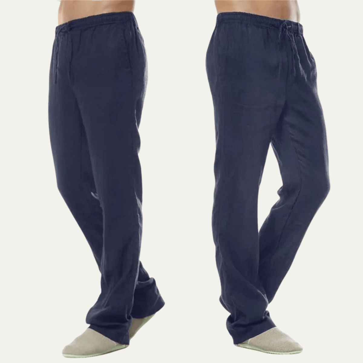 Men's Linen Trousers - Relaxed Fit Straight Leg Drawstring