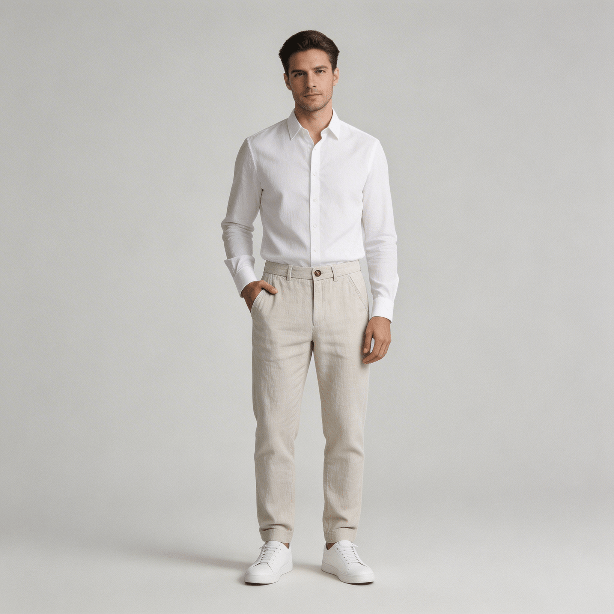 Men's Linen Trousers - Relaxed Fit Straight Leg Minimal