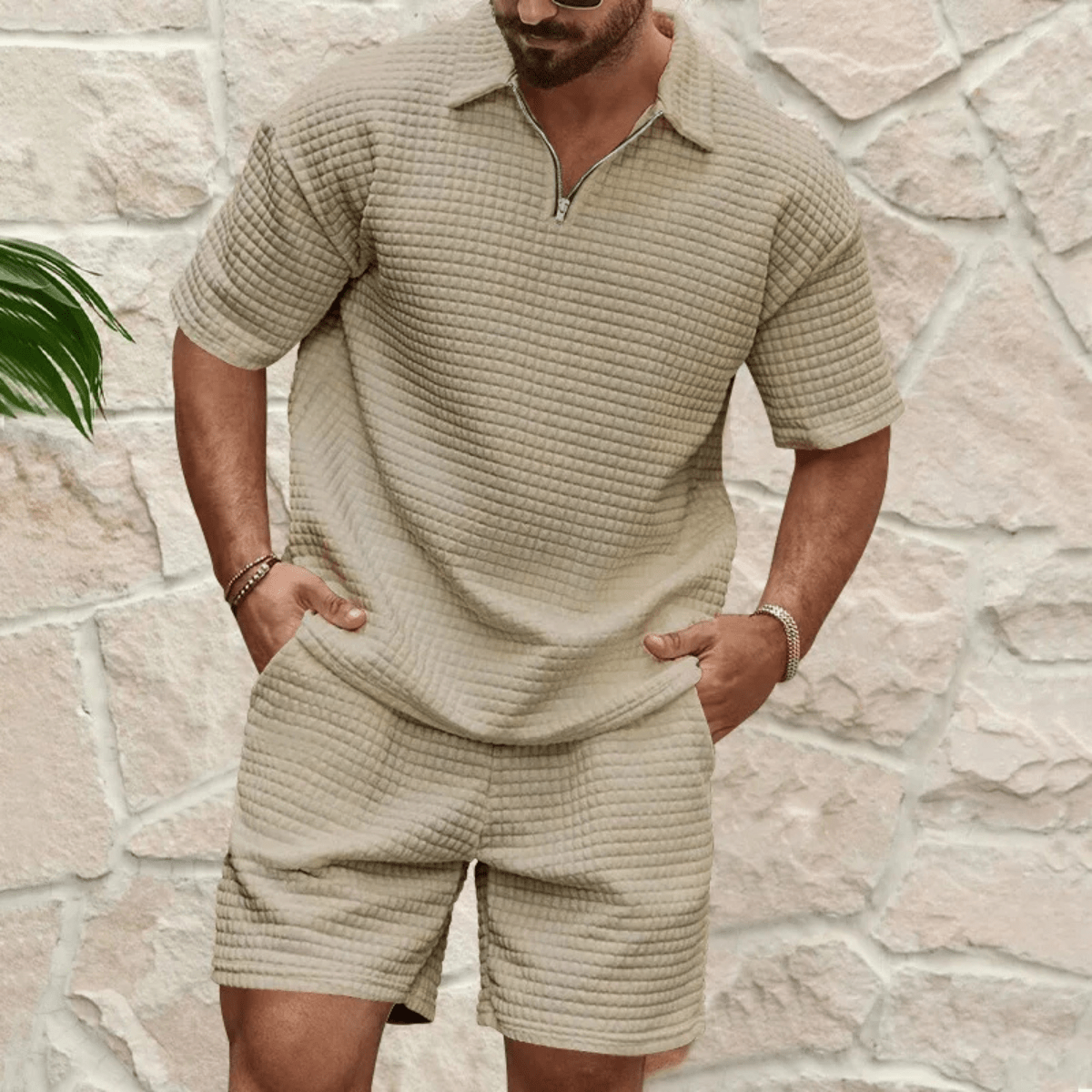Men's Polo Set — Short Sleeve Relaxed Fit Matching Shorts
