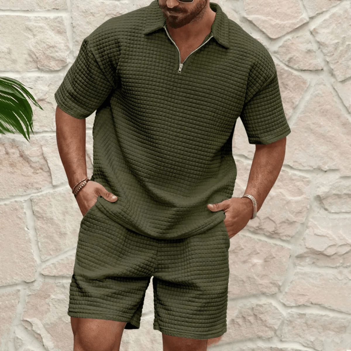 Men's Polo Set — Short Sleeve Relaxed Fit Matching Shorts