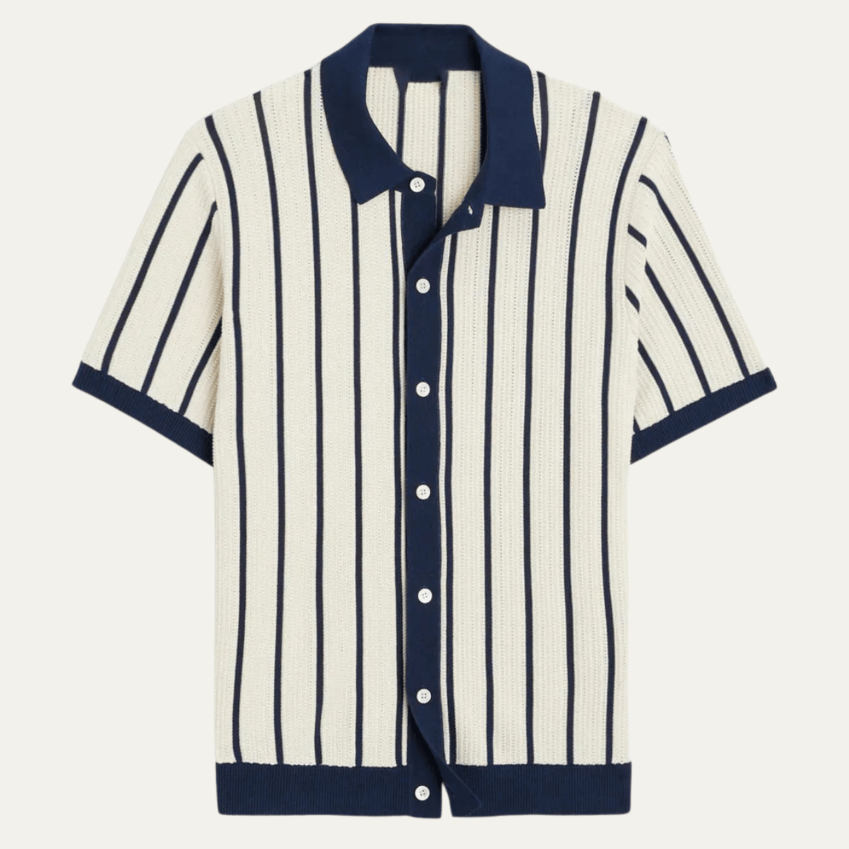Men's Polo Shirt — Collared Knit Style Full Button Closure