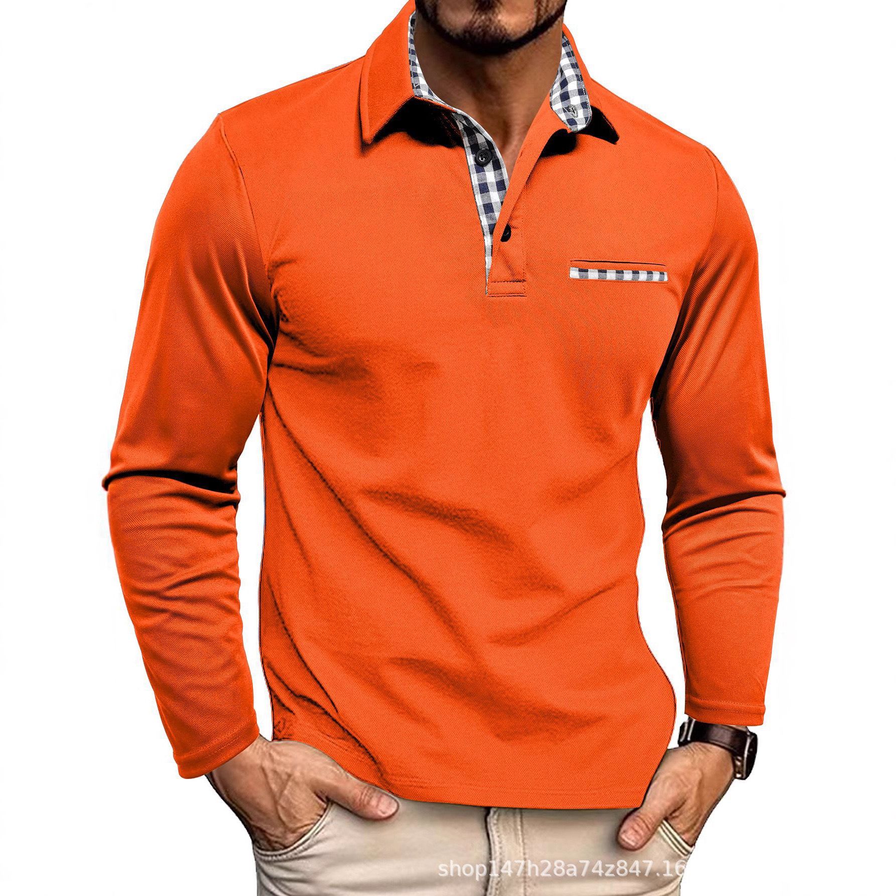 Men's Polo Shirt — Regular Fit Long Sleeve Button Placket