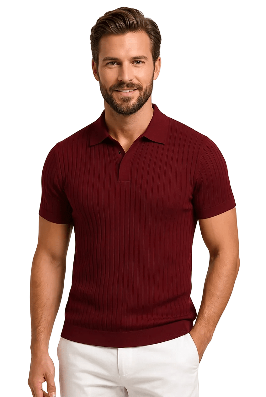 Men's Polo Shirt — Slim Fit Short Sleeve Button Placket
