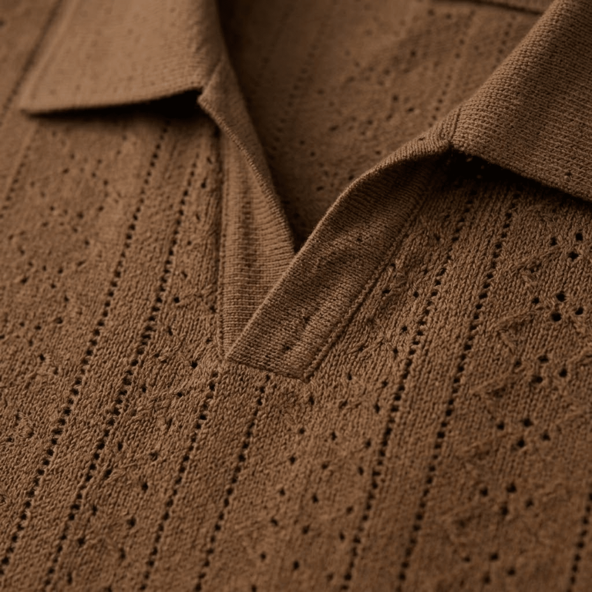 Men's Polo Shirt — Textured Knit Short Sleeve Collar Regular Fit