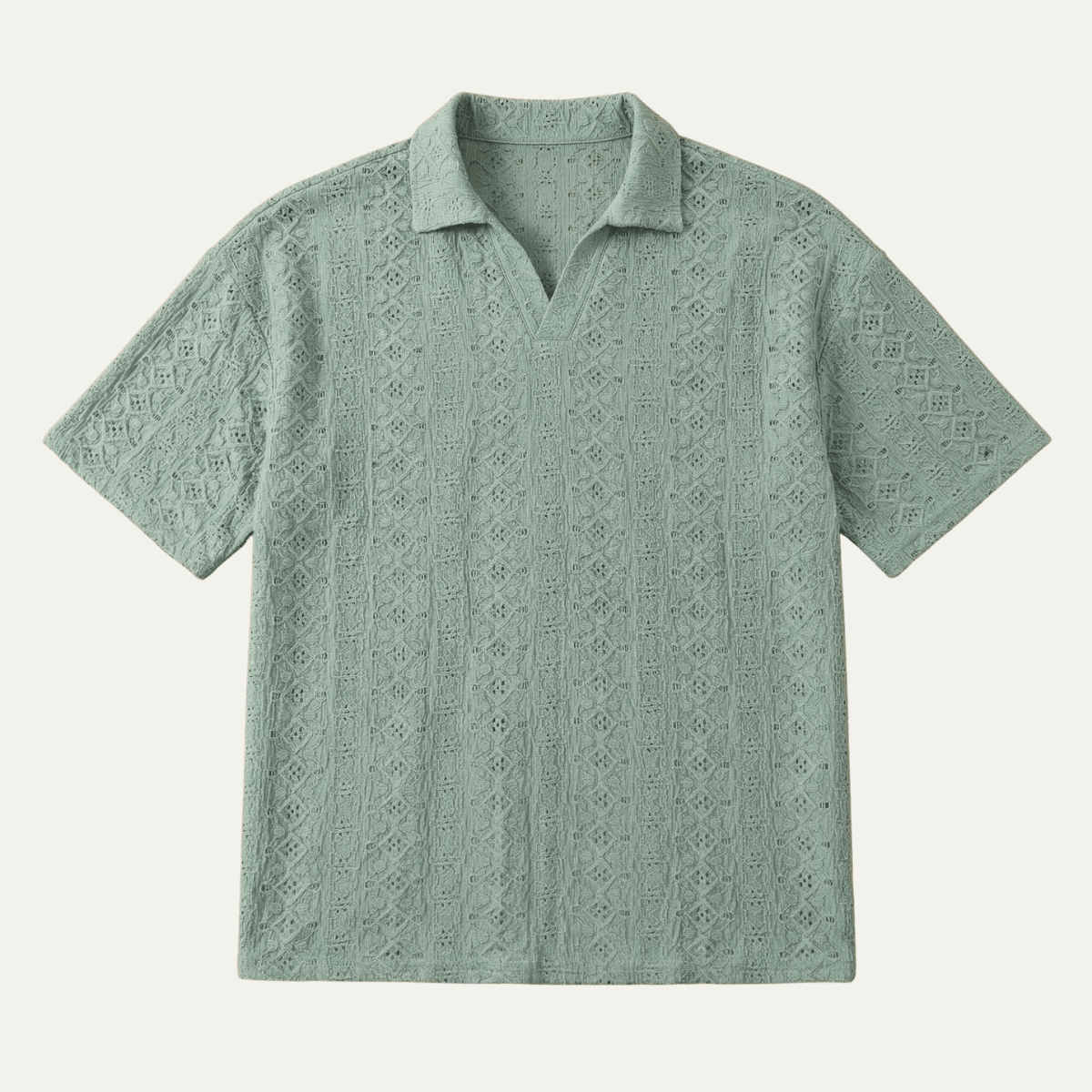 Men's Polo Shirt — Textured Knit Short Sleeve Collar Regular Fit