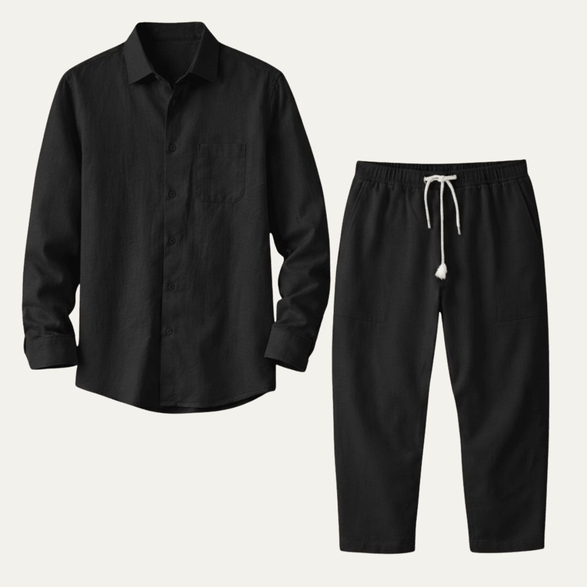 Men's Shirt & Pants Set — Long Sleeve Relaxed Fit Matching Design