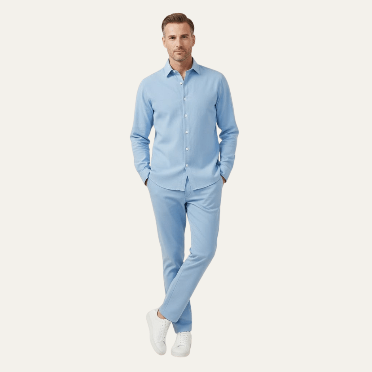 Men's Shirt & Pants Set — Long Sleeve Relaxed Fit Matching Design