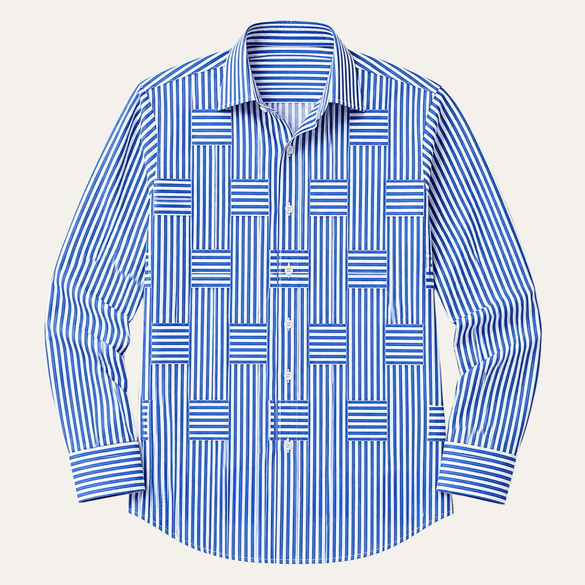 Men's Shirt — Striped Button-Up Tailored Fit Wrinkle Resistant