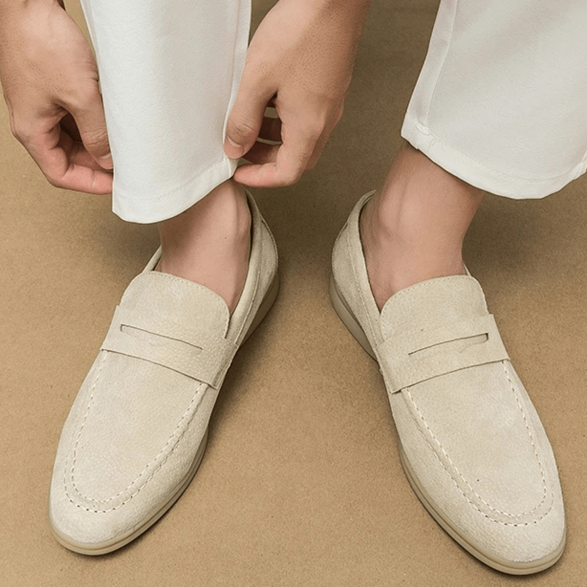 Men's Slip-On Loafers — Low Sole & Stitched Detail