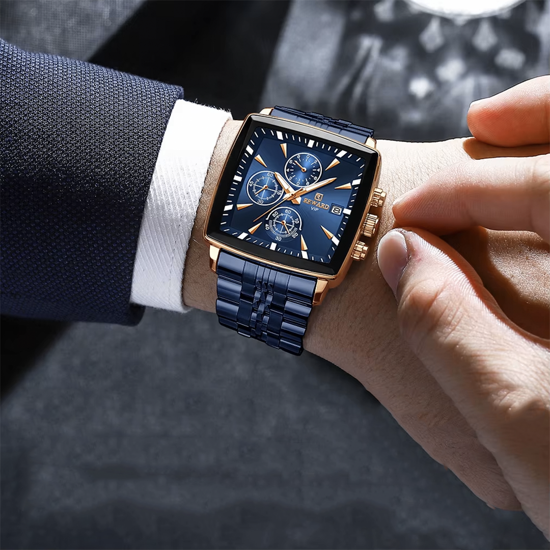 REWARD Trendy rectangular quartz watches for men