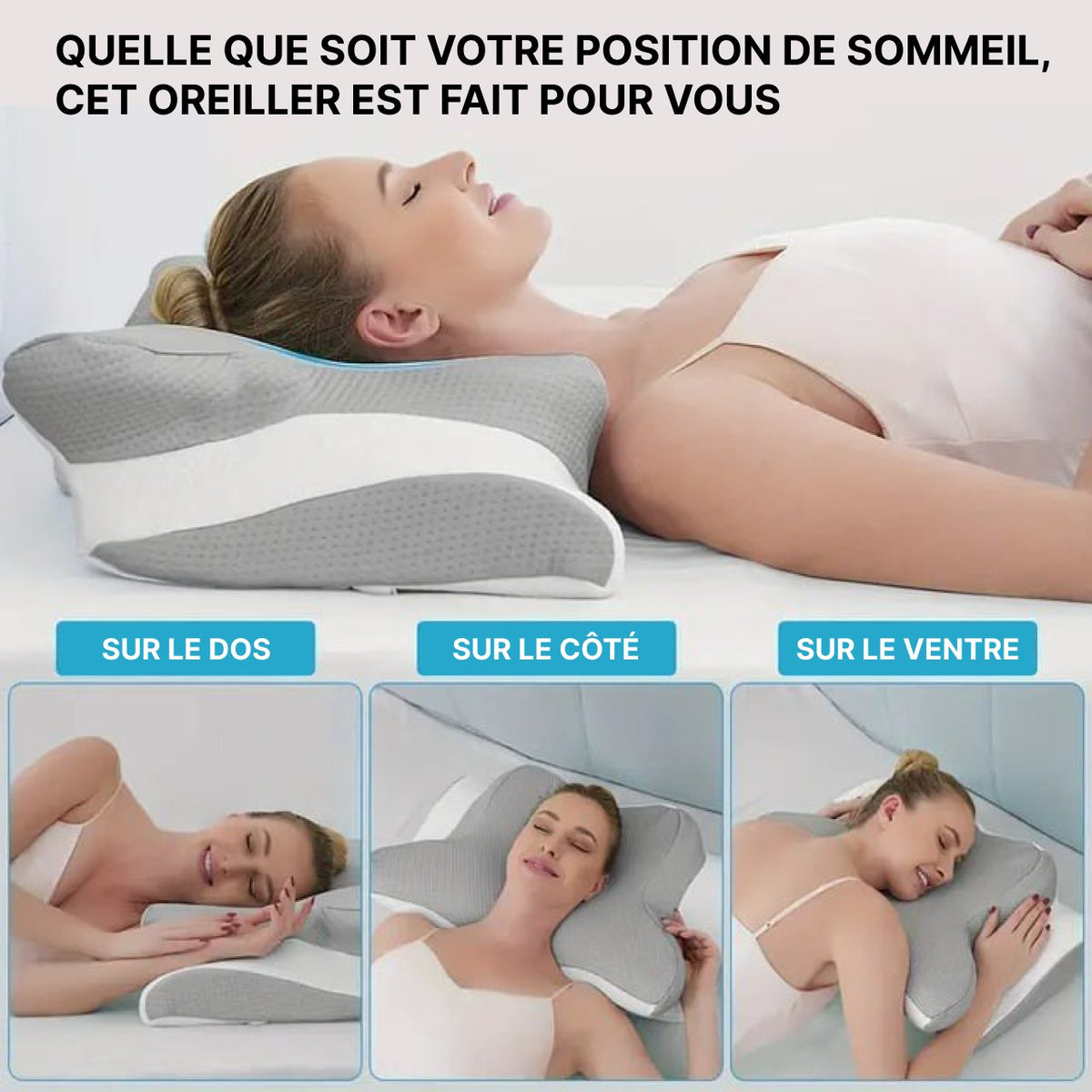 Ergo Memory Foam Pillow, Cervical Support, Anti-Snoring, Sleep Apnea Aid, Butterfly Shape
