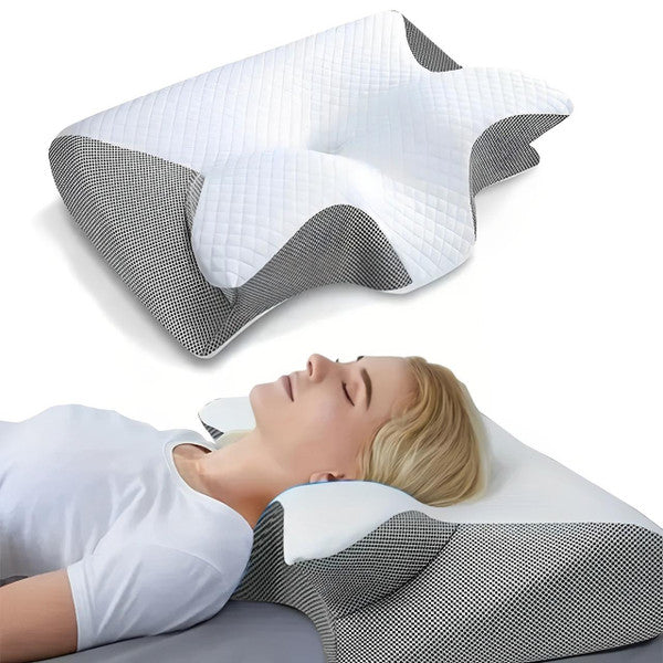 Ergo Memory Foam Pillow, Cervical Support, Anti-Snoring, Sleep Apnea Aid, Butterfly Shape