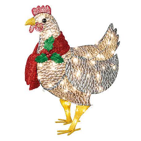 Illuminated Decorative Hen With Scarf