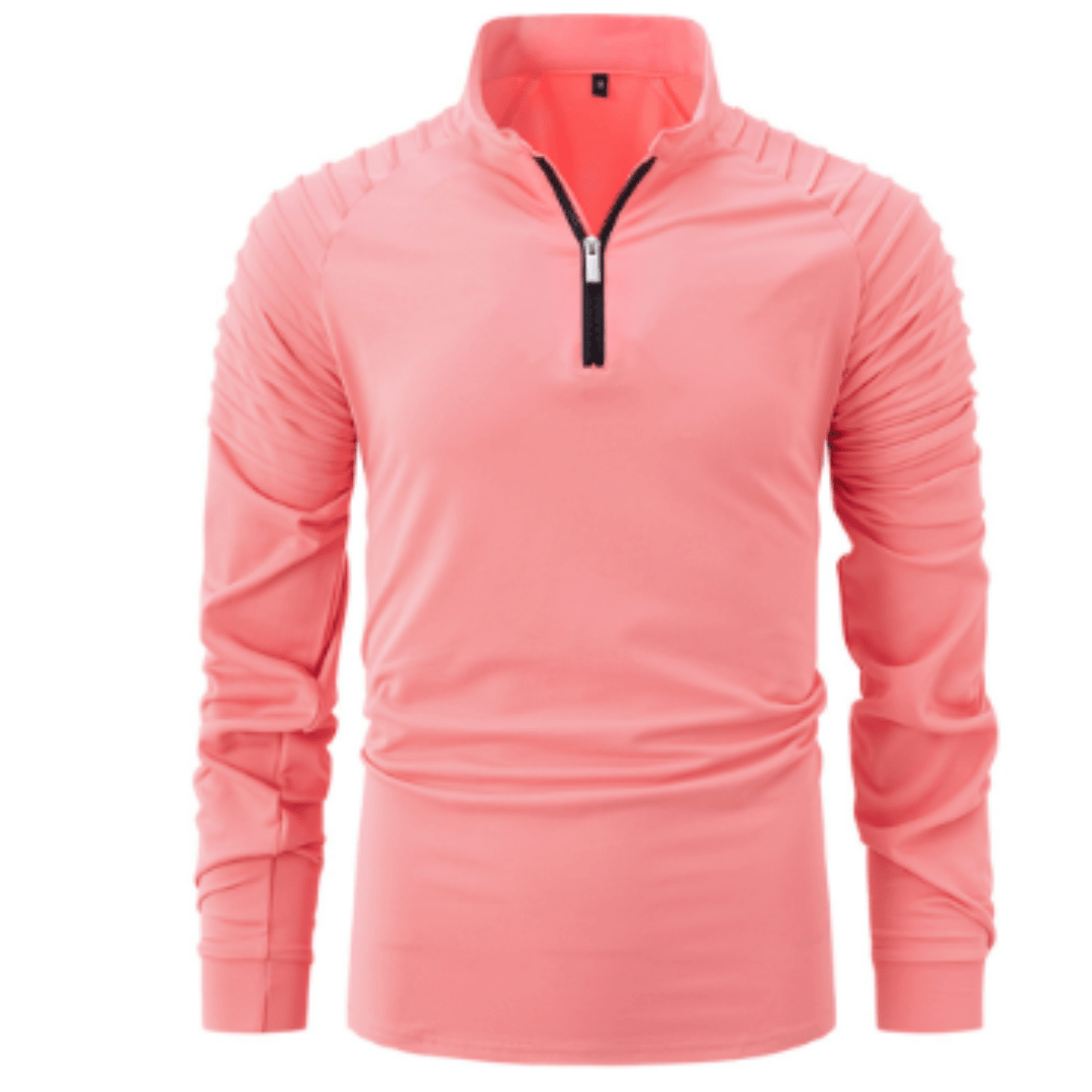 Quarter Zip Polo Shirt Men Stylish Casual Sweater