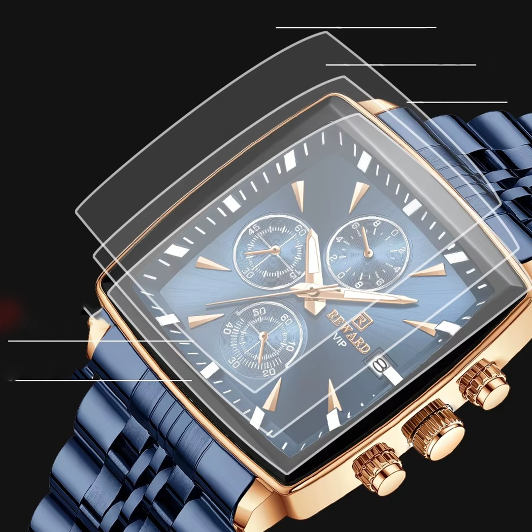 REWARD Trendy rectangular quartz watches for men