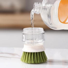 EasyBrush Brush with Dishwashing Liquid Dispenser and Refillable Stand for Cleaning Pans and Sinks