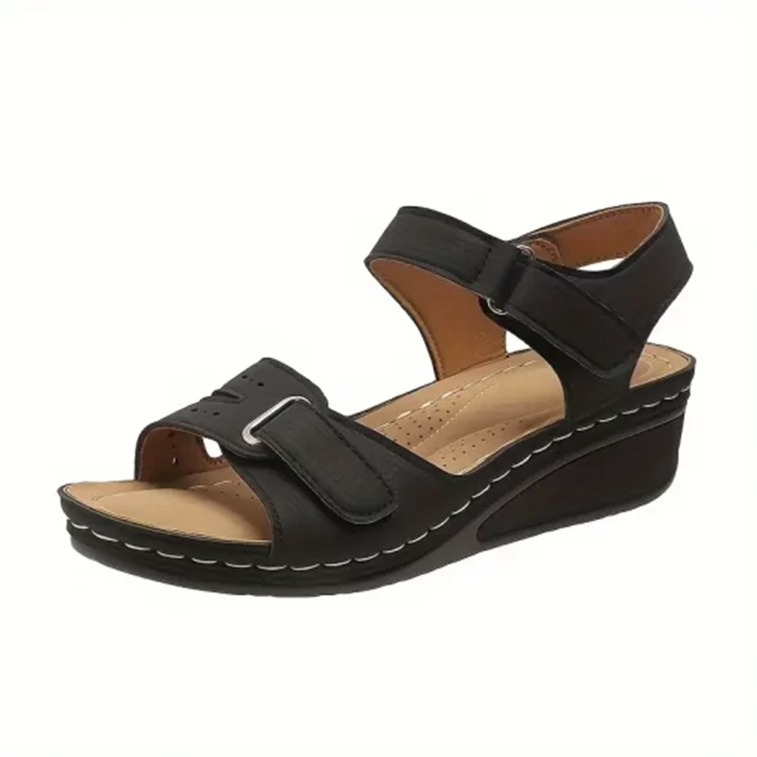 Women’s wedge sandals with adjustable ankle straps breathable perforated design, casual